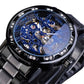 Men Skeleton Diamond Mechanical Watch - Luminous Pointer