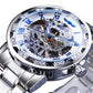 Men Skeleton Diamond Mechanical Watch - Luminous Pointer