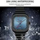Men Square Steel Strap Quartz Watch - Casual Style - Black