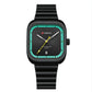 Men Square Steel Strap Quartz Watch - Casual Style - Black