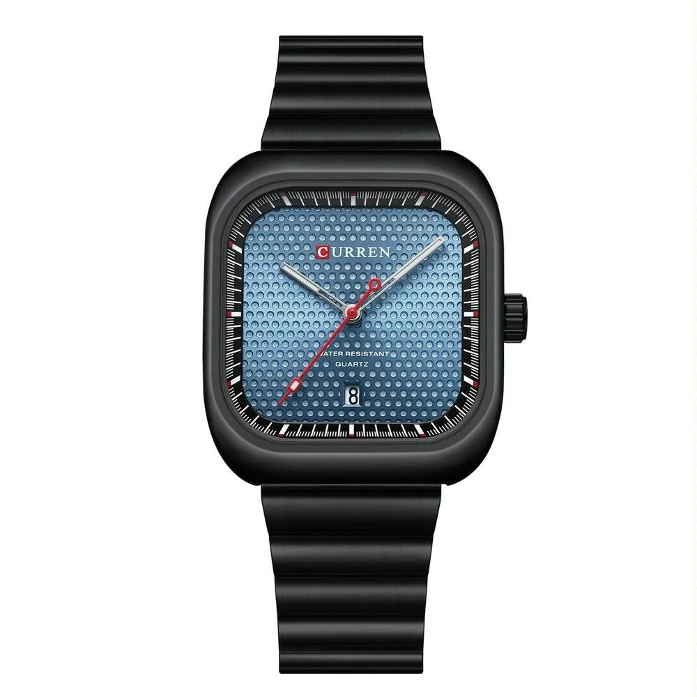 Men Square Steel Strap Quartz Watch - Casual Style - White
