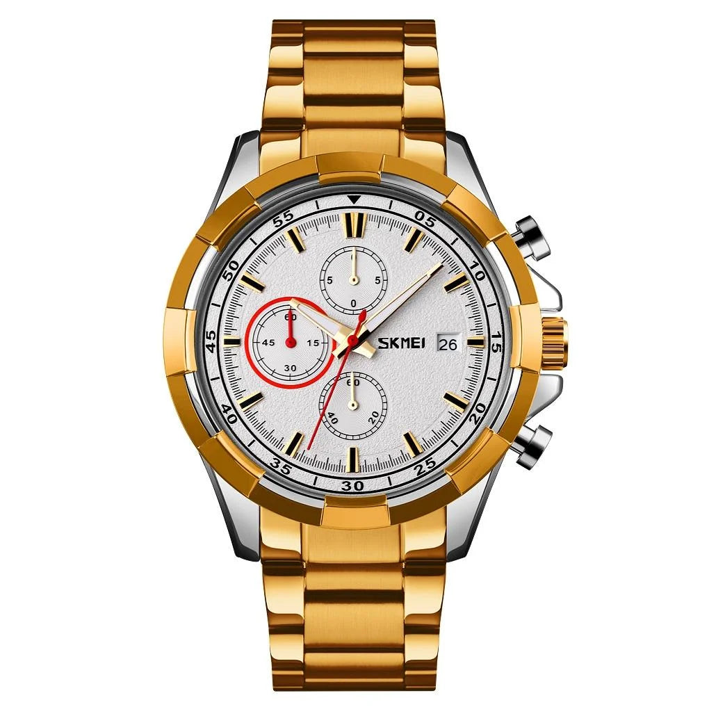 Men Stainless Steel Quartz Watch with Luminous Calendar