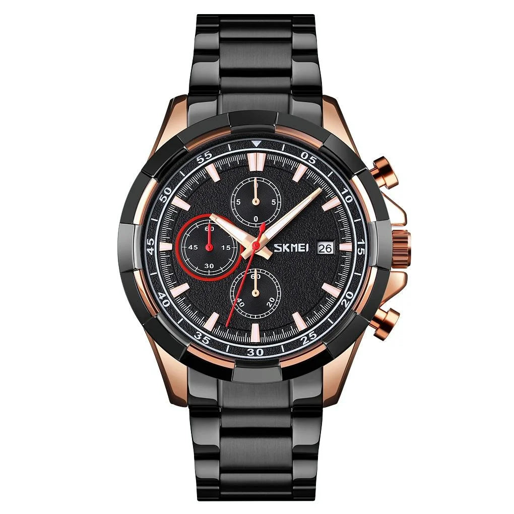 Men Stainless Steel Quartz Watch with Luminous Calendar
