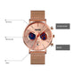 Men Stainless Steel Quartz Watch with Map Pattern Calendar