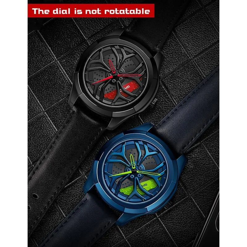 Men Steel Belt Quartz Watch with 3d Hollow out Wheel Design