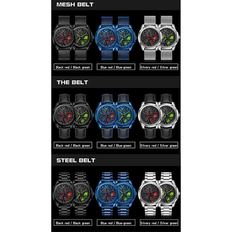 Men Steel Belt Quartz Watch with 3d Hollow out Wheel Design
