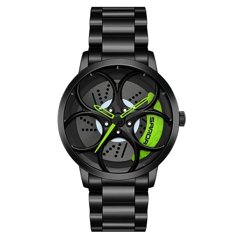 Men Steel Belt Quartz Watch with 3d Oval Hollow out Wheel