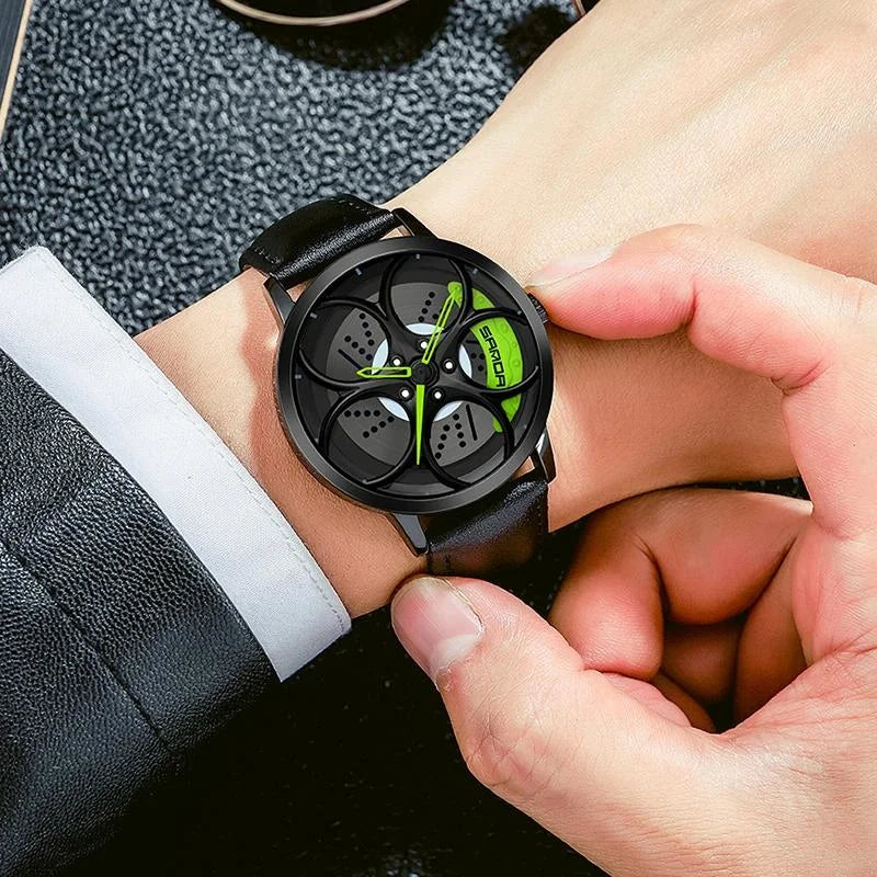 Men Steel Belt Quartz Watch with 3d Oval Hollow out Wheel
