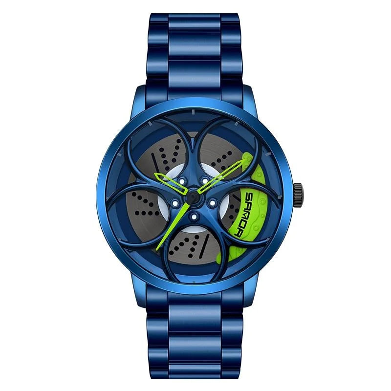 Men Steel Belt Quartz Watch with 3d Oval Hollow out Wheel