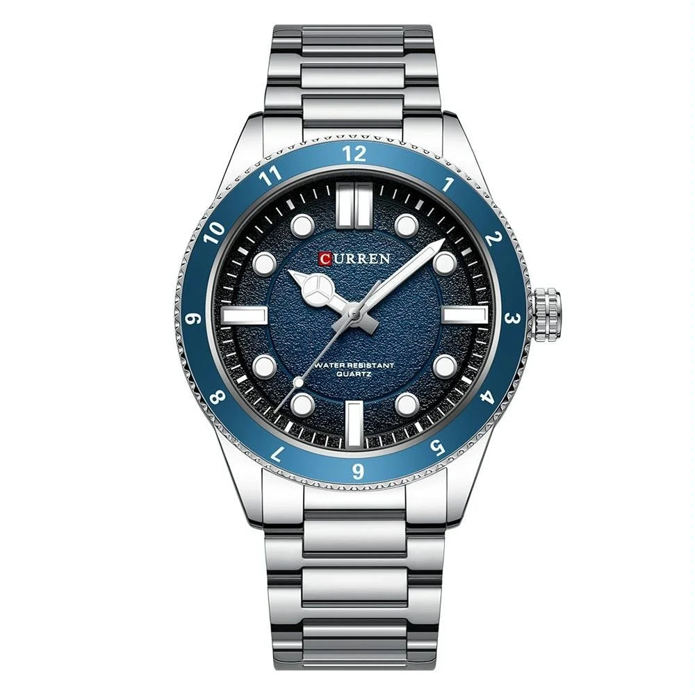 Men Steel Strap Business Quartz Watch - Sporty Design