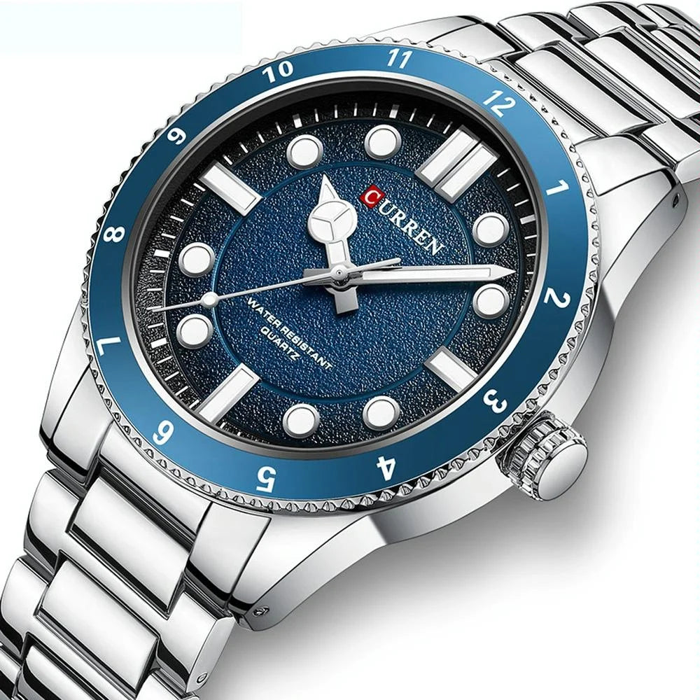 Men Steel Strap Business Quartz Watch - Sporty Design