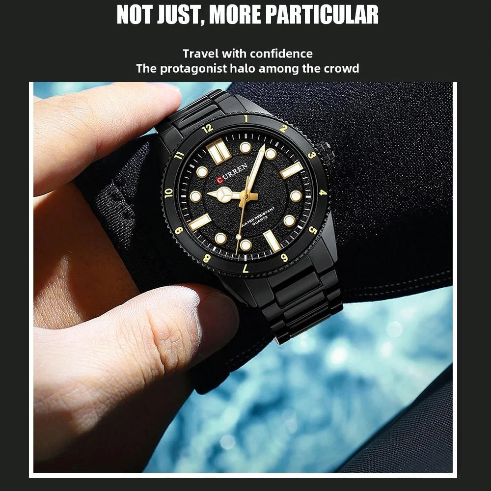 Men Steel Strap Business Quartz Watch - Sporty Design