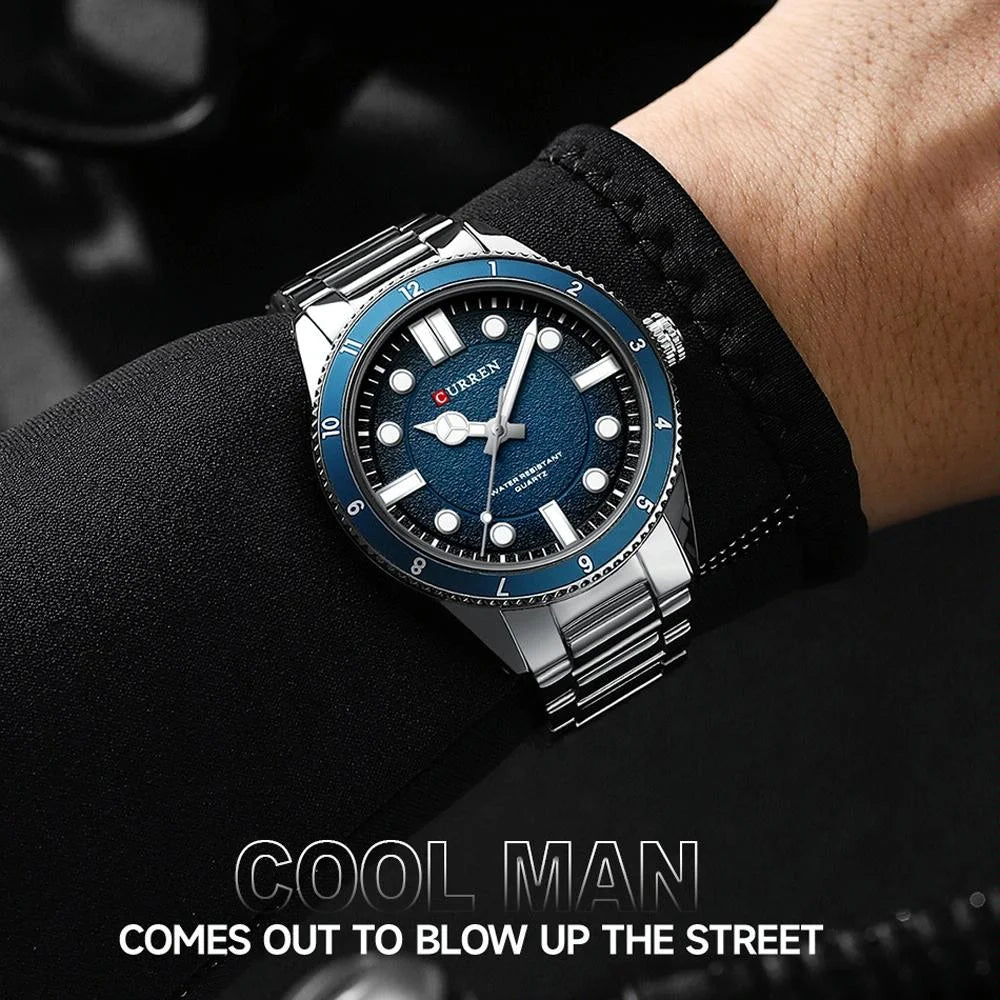 Men Steel Strap Business Quartz Watch - Sporty Design