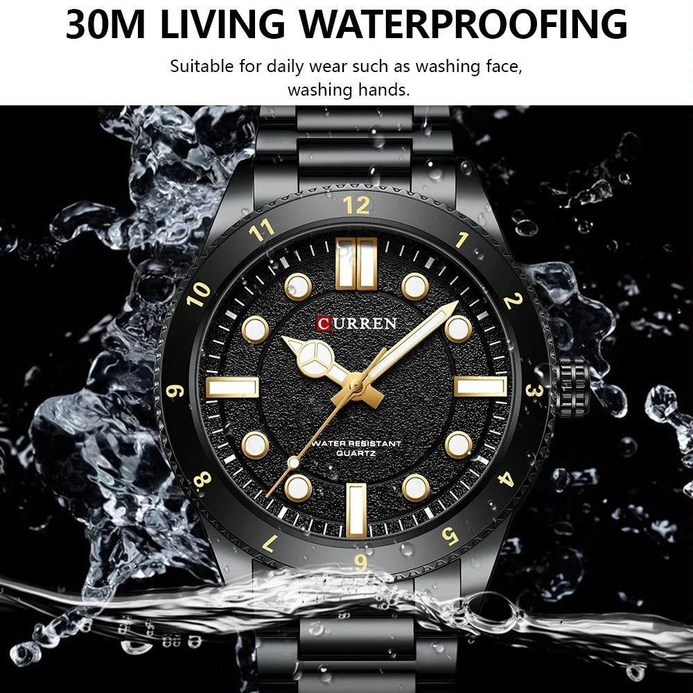 Men Steel Strap Business Quartz Watch - Sporty Design