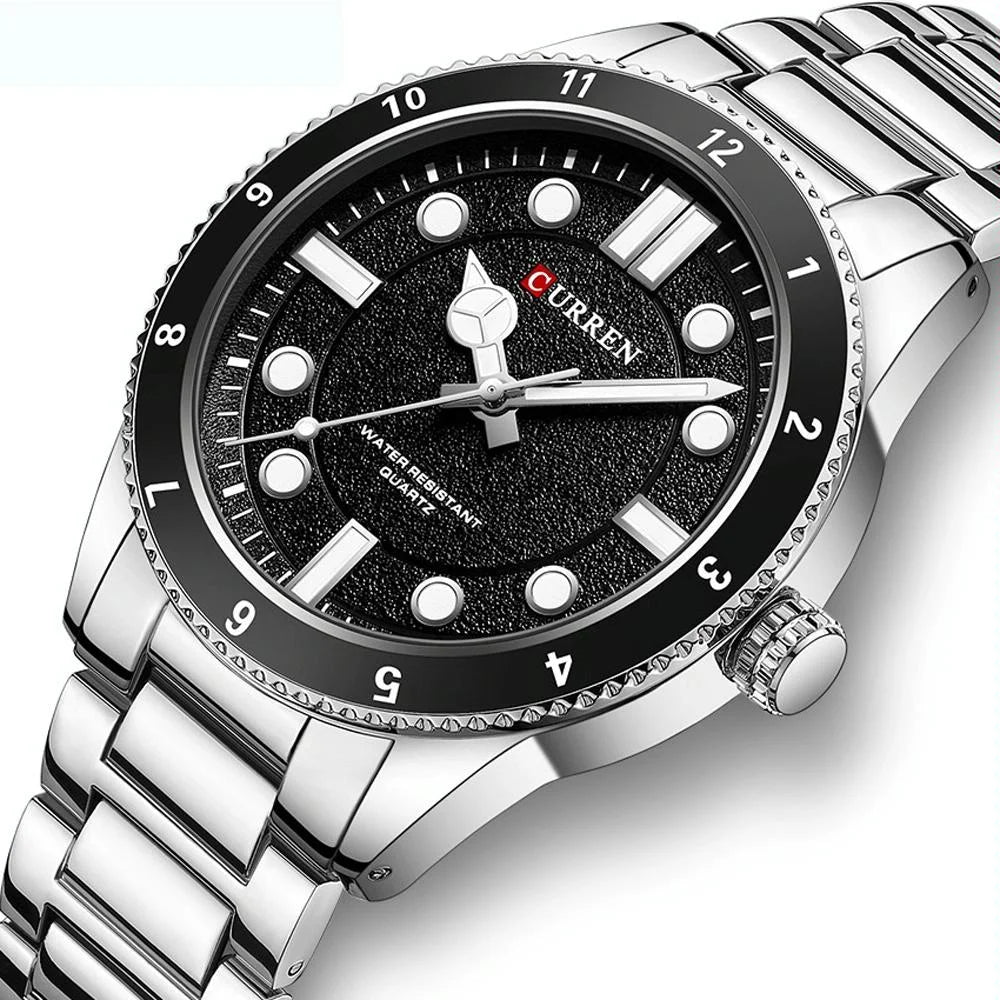 Men Steel Strap Business Quartz Watch - Sporty Design