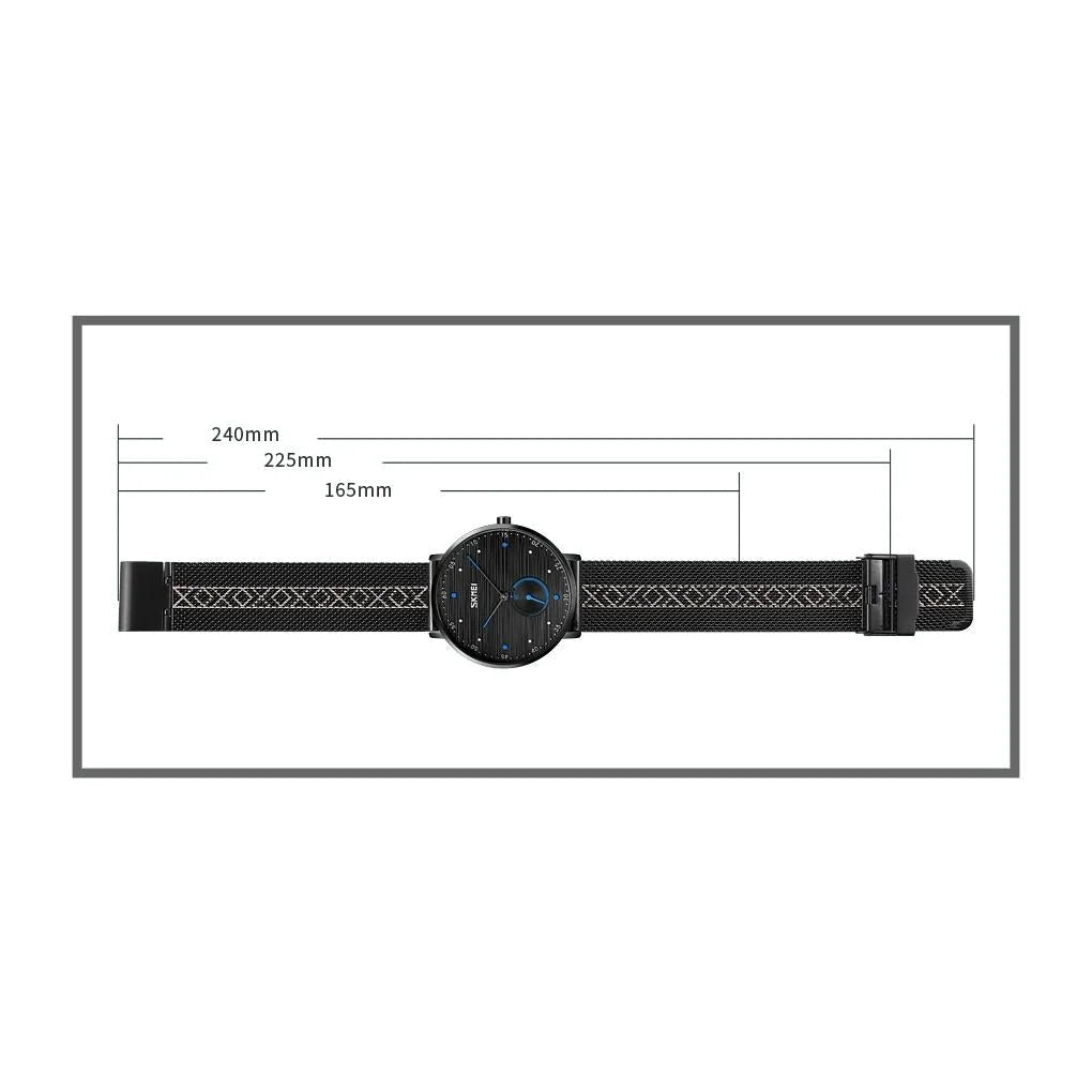 Men Striped Arabic Numeral Mesh Quartz Watch - Horizontal