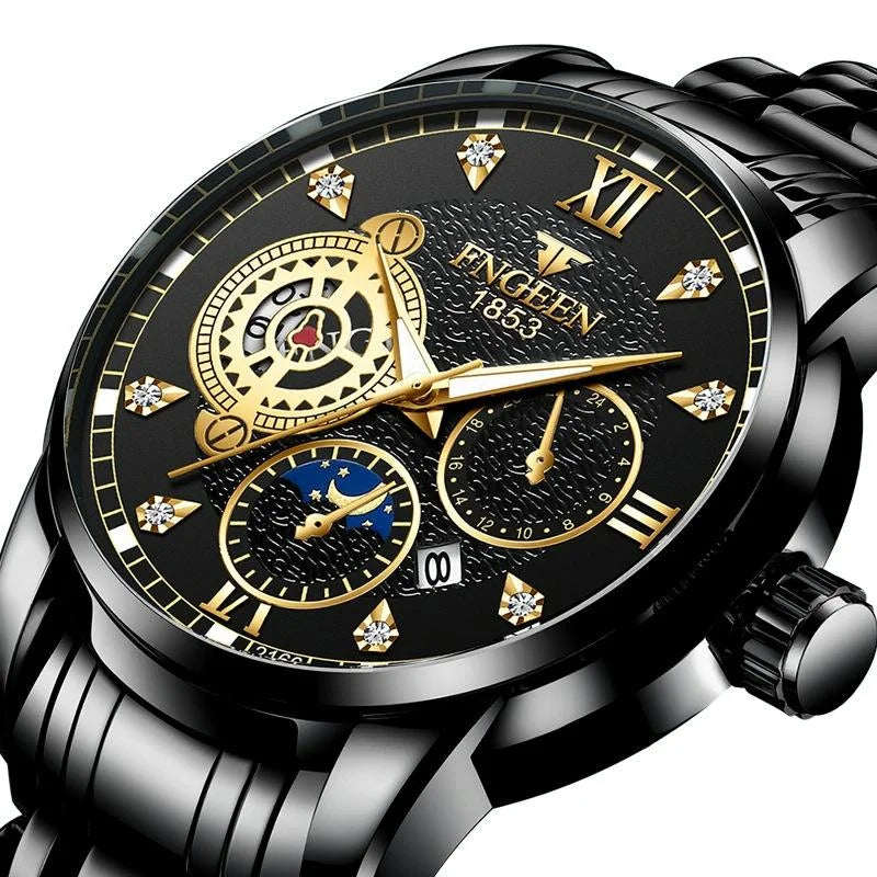 Men Three-eye Hollow Quartz Sports Watch - Between Gold