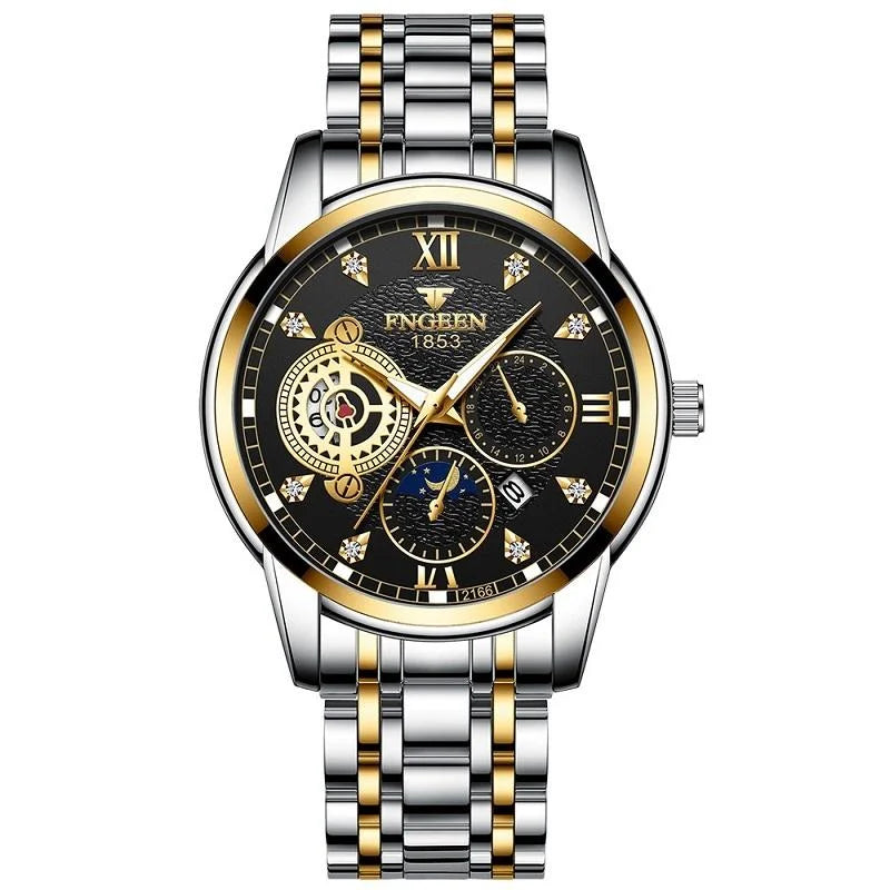 Men Three-eye Hollow Quartz Sports Watch - Between Gold