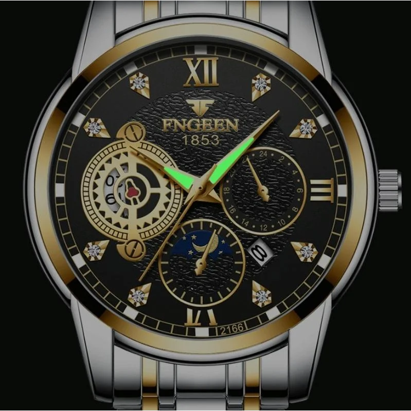 Men Three-eye Hollow Quartz Sports Watch - Between Gold