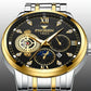 Men Three-eye Hollow Quartz Sports Watch - White Steel