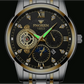 Men Three-eye Hollow Quartz Sports Watch - White Steel