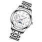 Men Three-eye Hollow Quartz Sports Watch - White Steel