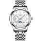 Men Three-eye Hollow Quartz Sports Watch - White Steel