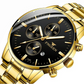 Men Three-eye Luminous Quartz Watch - Black / Gold