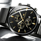 Men Three-eye Luminous Quartz Watch - Black / Gold