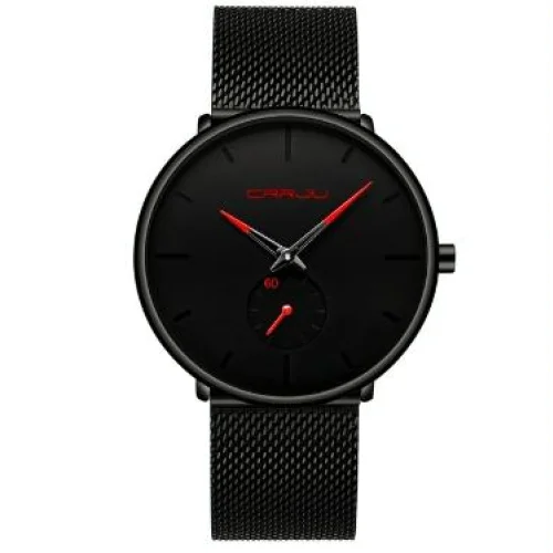Men Waterproof Quartz Watch with Small Seconds and Mesh