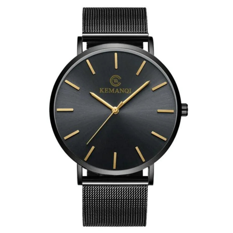 Men Waterproof Steel Mesh Quartz Watch - Ultra-thin