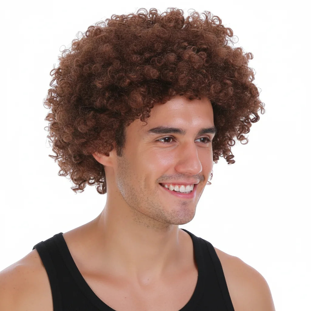 Mens DELUXE AFRO WIG Curly Hair Costume Party Fancy Disco