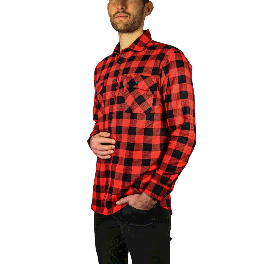 Mens Flannelette Shirt 100% Cotton Check Authentic Flannel