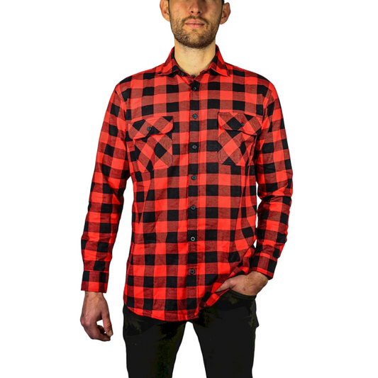 Mens Flannelette Shirt 100% Cotton Check Authentic Flannel