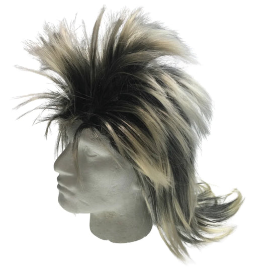 Mens Long SPIKY Wig Rock Punk 80s Fancy Dress Costume Bogan