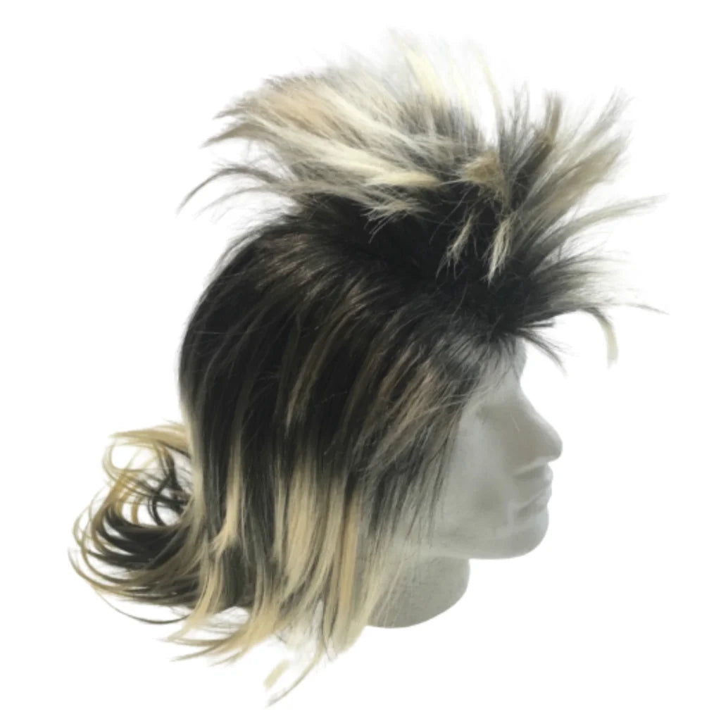 Mens Long SPIKY Wig Rock Punk 80s Fancy Dress Costume Bogan