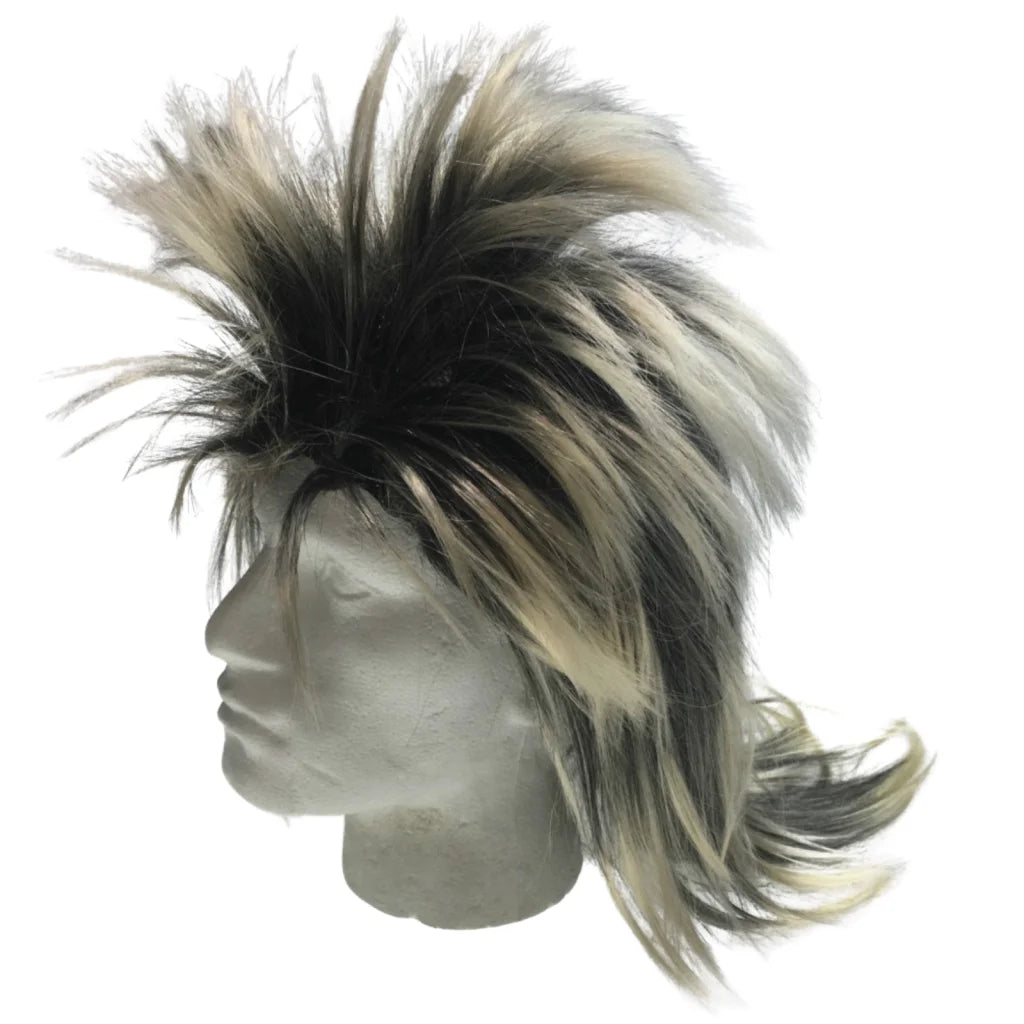 Mens Long SPIKY Wig Rock Punk 80s Fancy Dress Costume Bogan