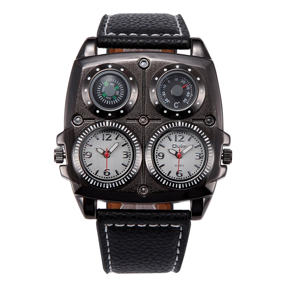 Men's Multi-Dial Sports Watch - Dual Time Zone, Compass, Thermometer ...