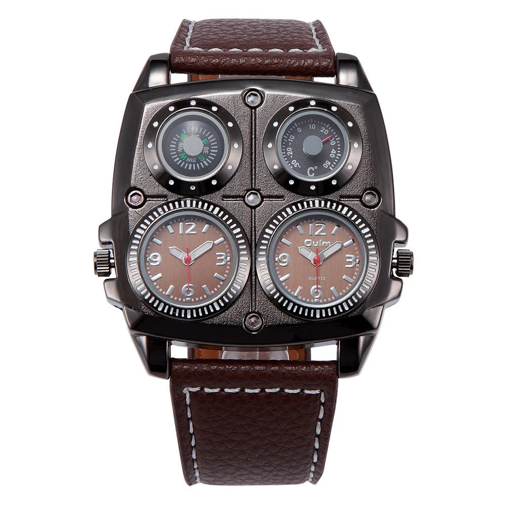 Men’s Multi-Dial Sports Watch - Dual Time Zone Compass