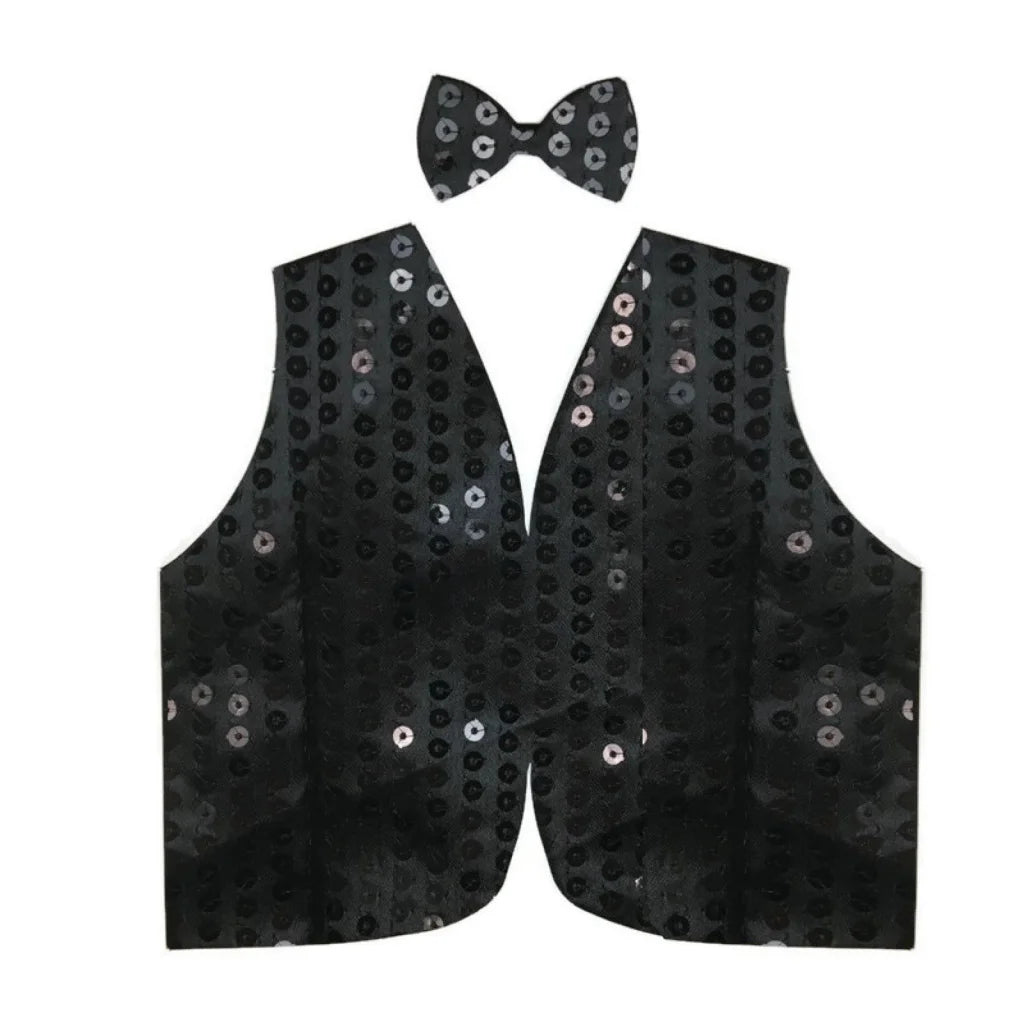 Mens SEQUIN VEST Dance Costume Party Coat Disco Accessory