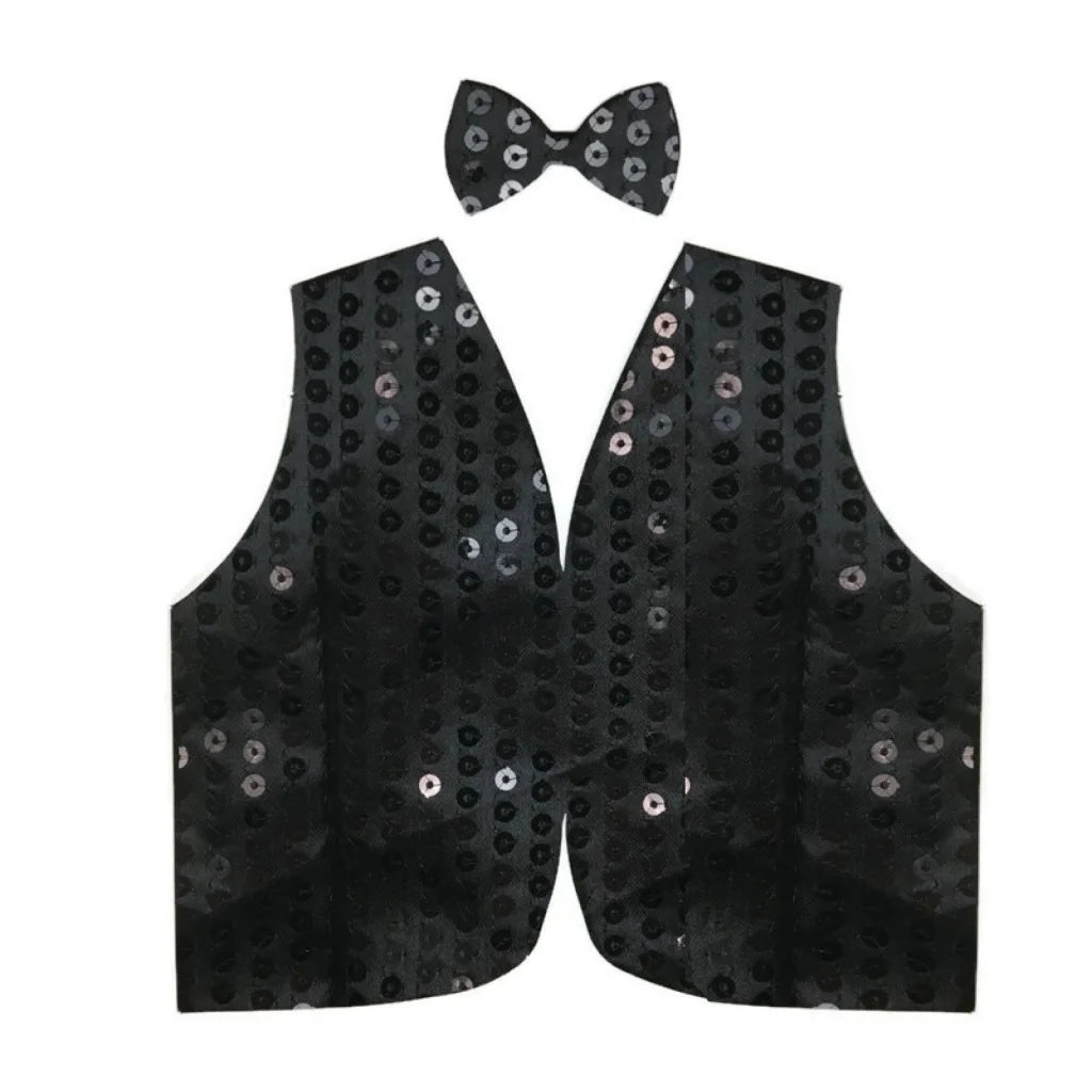 Mens SEQUIN VEST Dance Costume Party Coat Disco Accessory