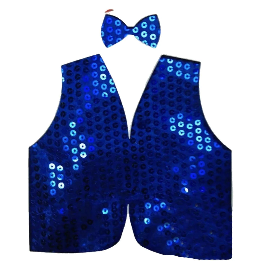 Mens SEQUIN VEST Dance Costume Party Coat Disco Accessory