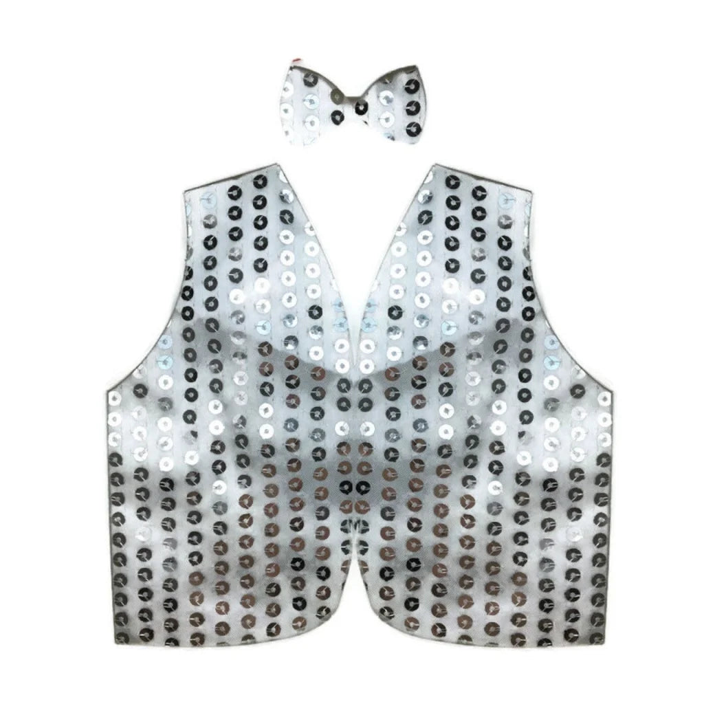 Mens SEQUIN VEST Dance Costume Party Coat Disco Accessory