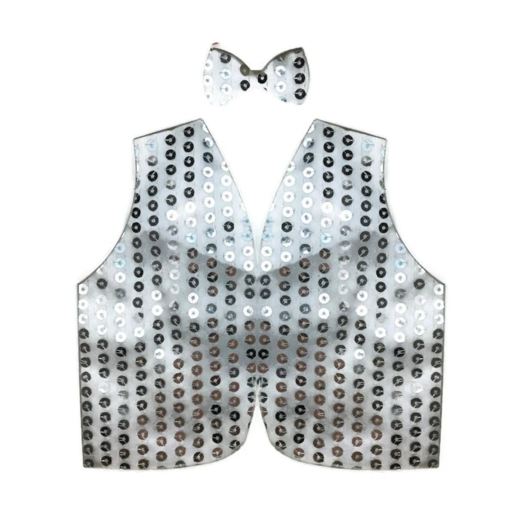 Mens SEQUIN VEST Dance Costume Party Coat Disco Accessory