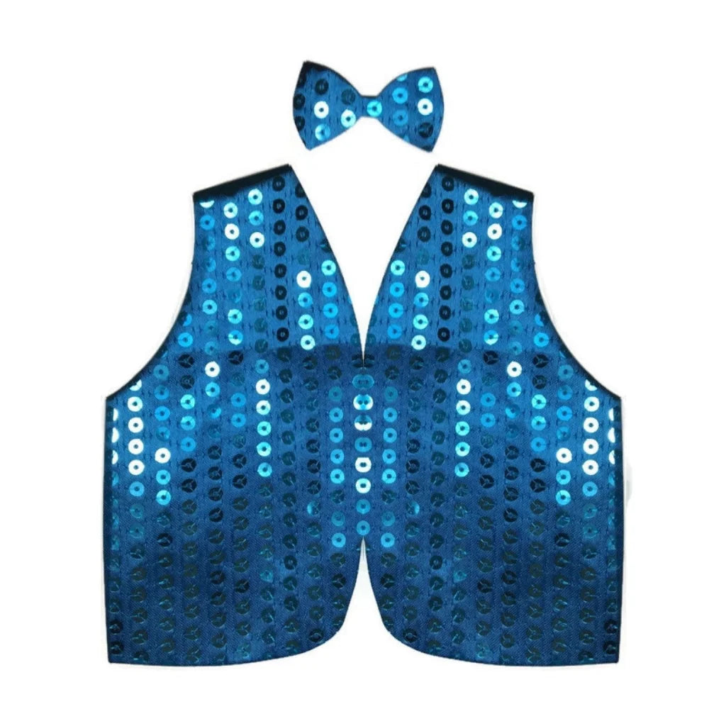 Mens SEQUIN VEST Dance Costume Party Coat Disco Accessory