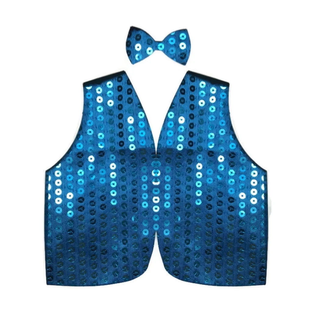 Mens SEQUIN VEST Dance Costume Party Coat Disco Accessory
