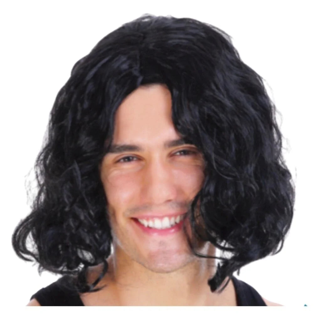 MENS WAVY WIG Curly Long Hair Disco Punk Rock Party Costume