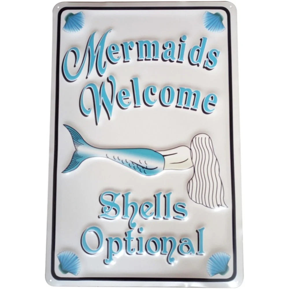 Mermaids Welcome Metal Wall Art 45cm - Home & Garden > Wall