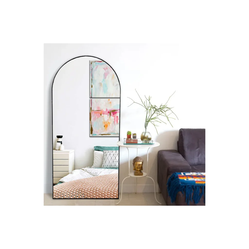 Metal Arch Mirror 80cm x 170cm - Black - Home & Garden >