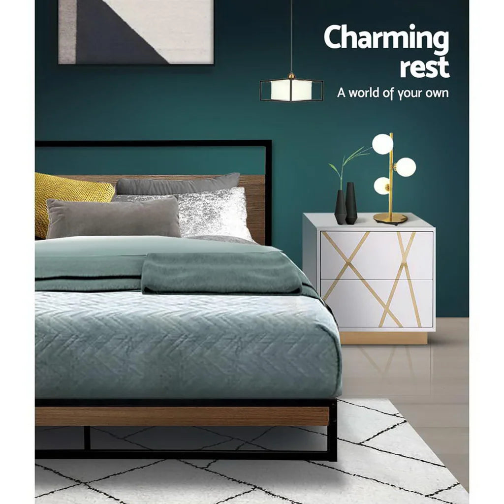 Metal Bed Frame Double Size Mattress Base Platform